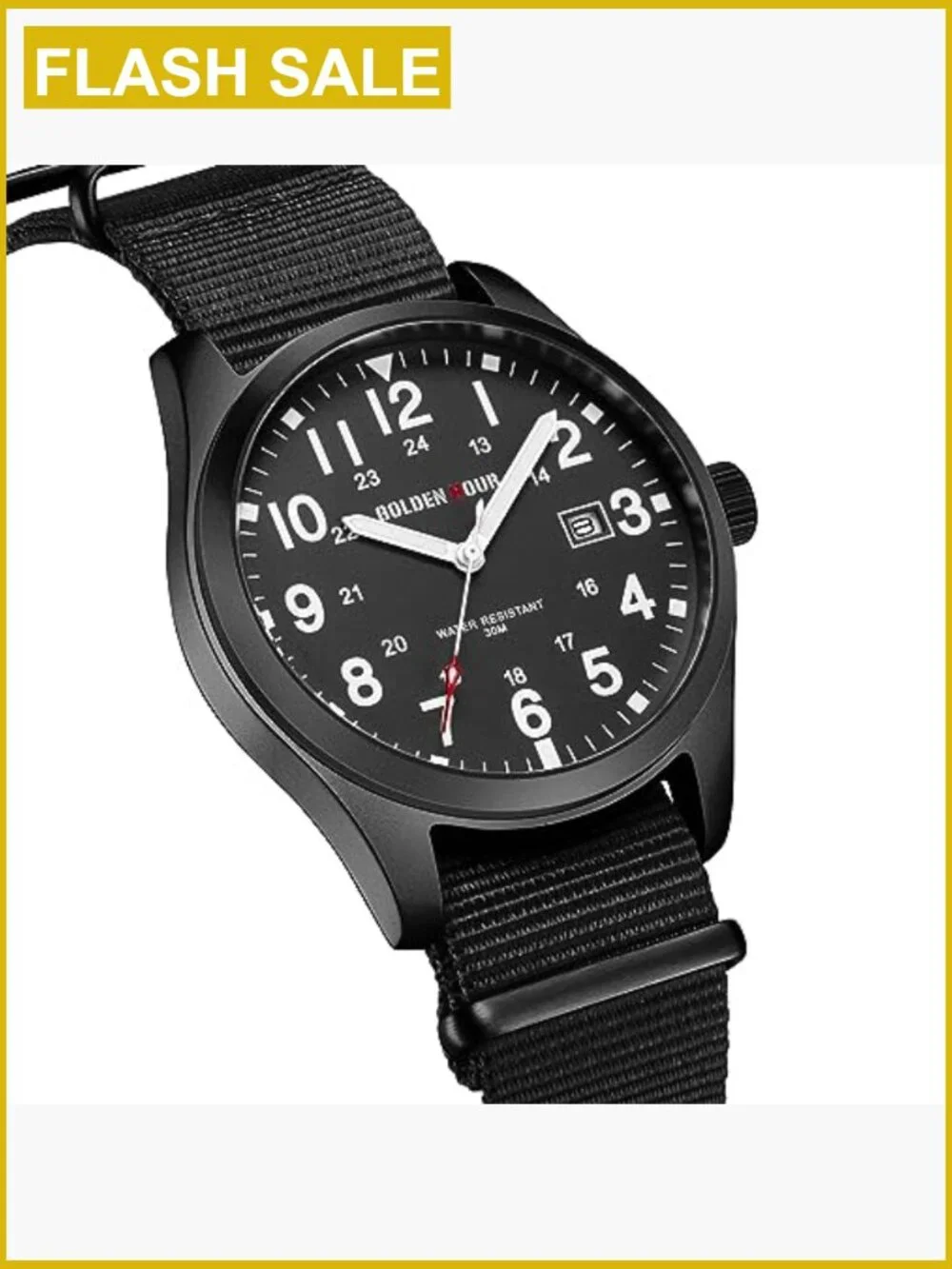 Men's Nylon Strap Military Watch 40mm Luminous Hands Japanese Quartz